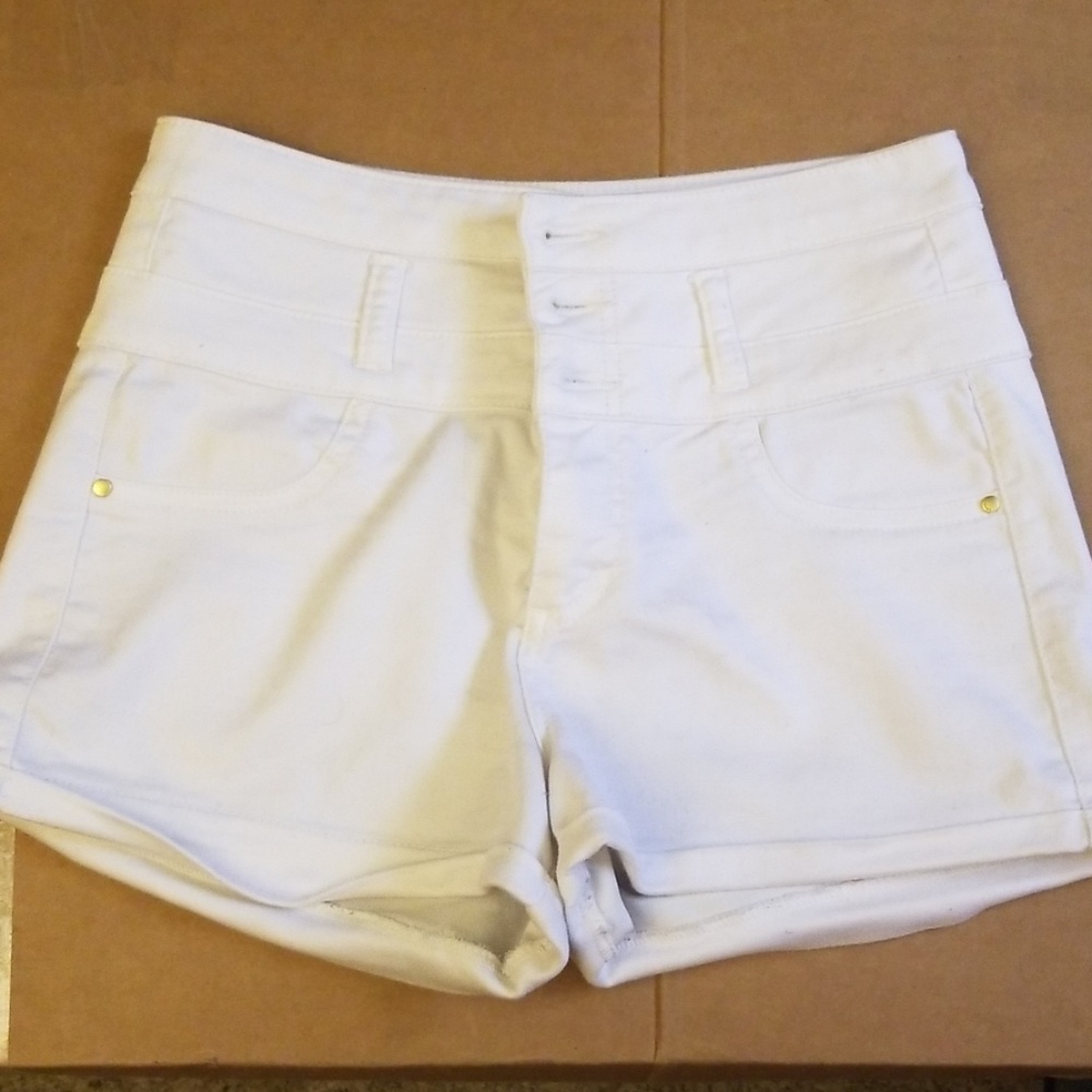 High Waist White Refuge Shorts